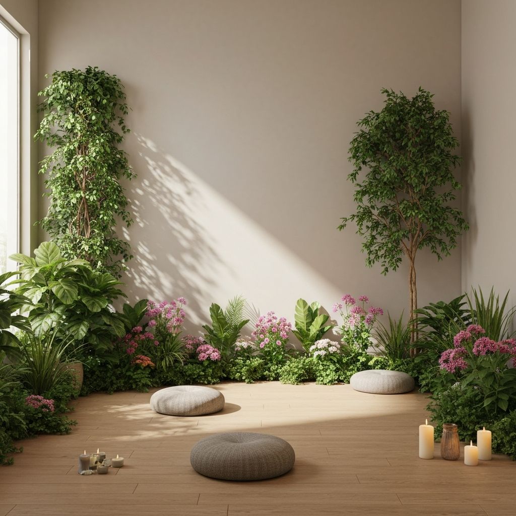 Ruhiger Raum mit natürlichen Pflanzen